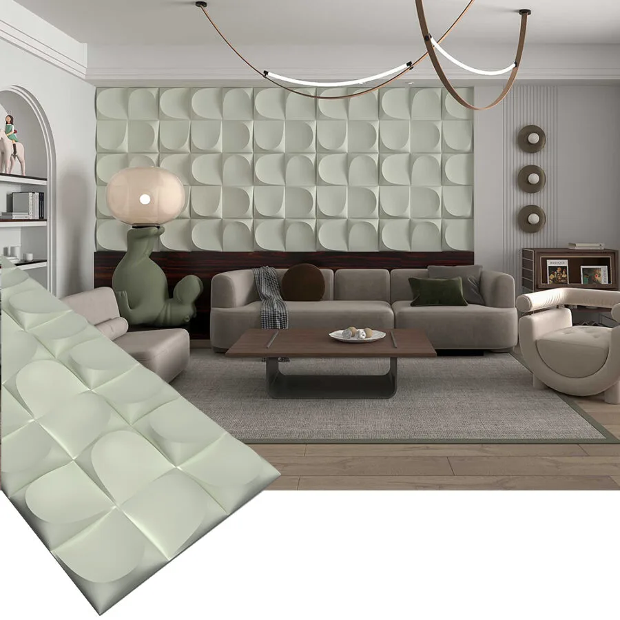 3D wall panel with geometric relief pattern PU829 — view 3