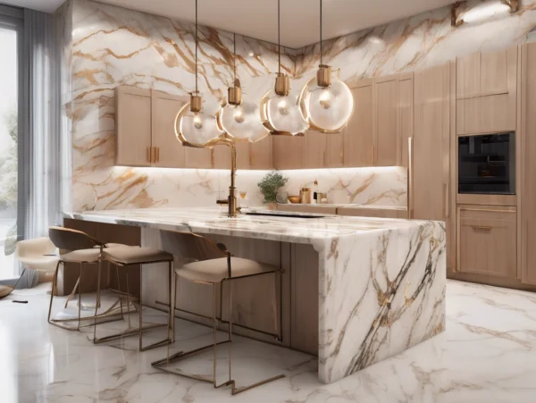 How does UV marble slab enhance the beauty of space?