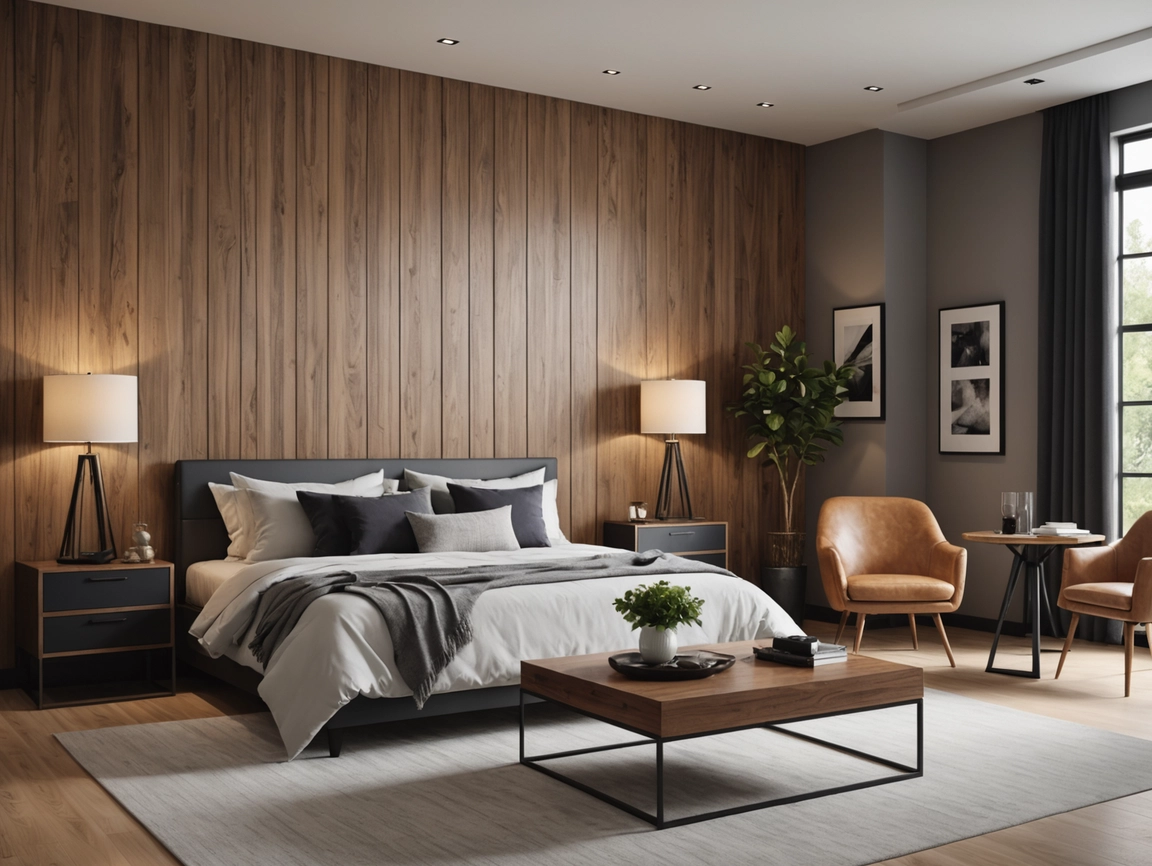 Indoor Decor PVC Coating Wood Color Integrated WPC Wall Panel