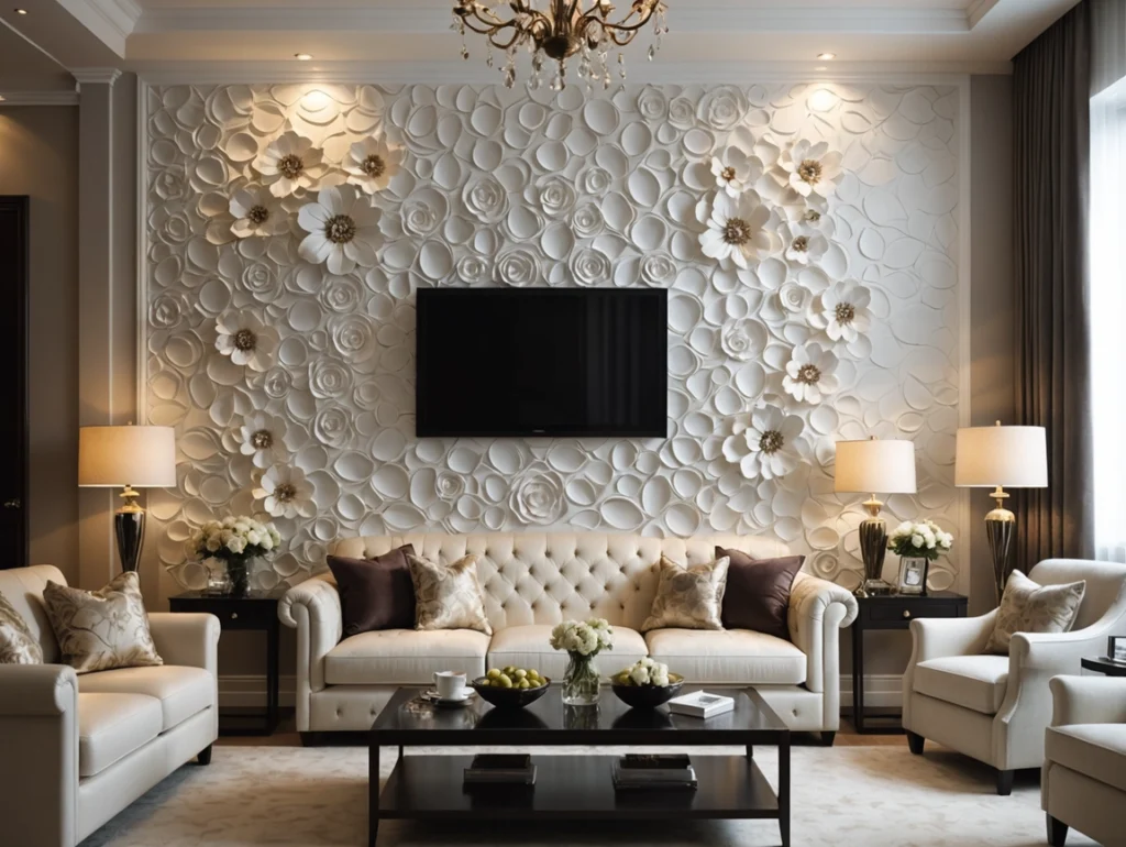 Embossed PVC Wall Panel for Elegant Living Room Decoration