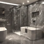 Storm Grey Marble Gloss Bathroom Shower Panel