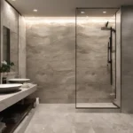 Grey Travertine Large Tile Ultra Matt Shower Panel