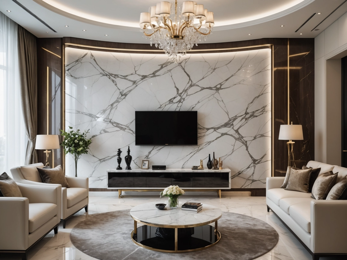 High Gloss Flexible 3D UV Coating PVC Marble Wall Panel