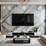 TV Backdrop PVC Wall Panel Instead of Marble