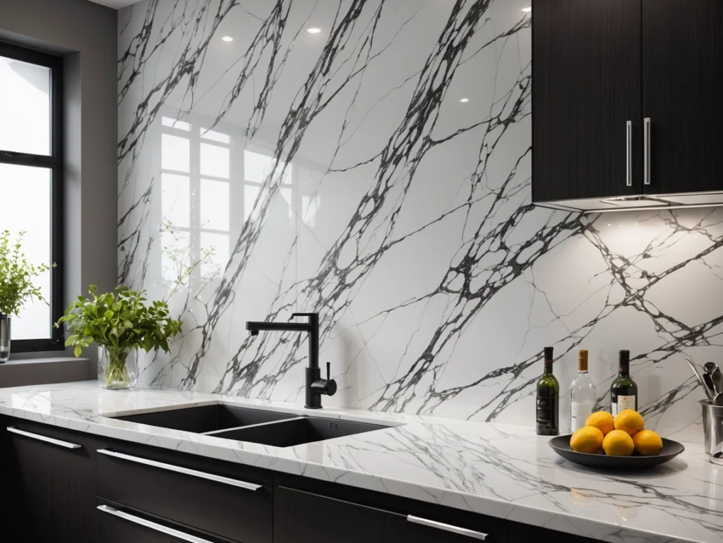 High Gloss PVC Fence Decorative Wall Panel Interior UV Marble