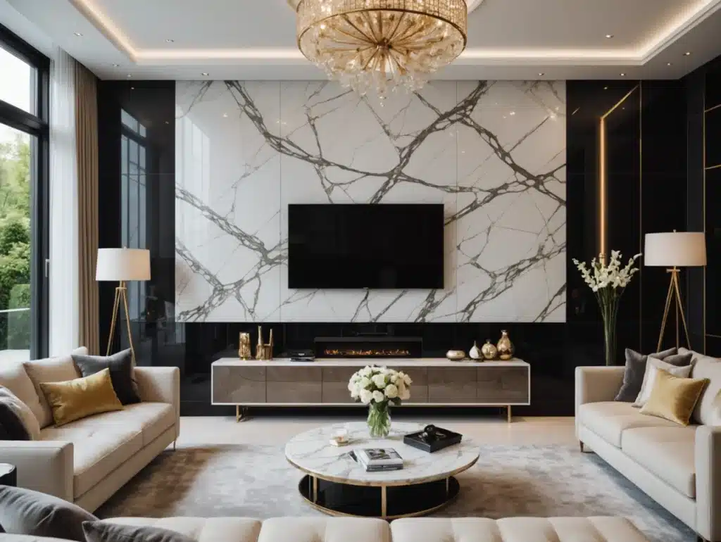 PVC Wall Panel Laminated UV Marble Sheet for Living Room