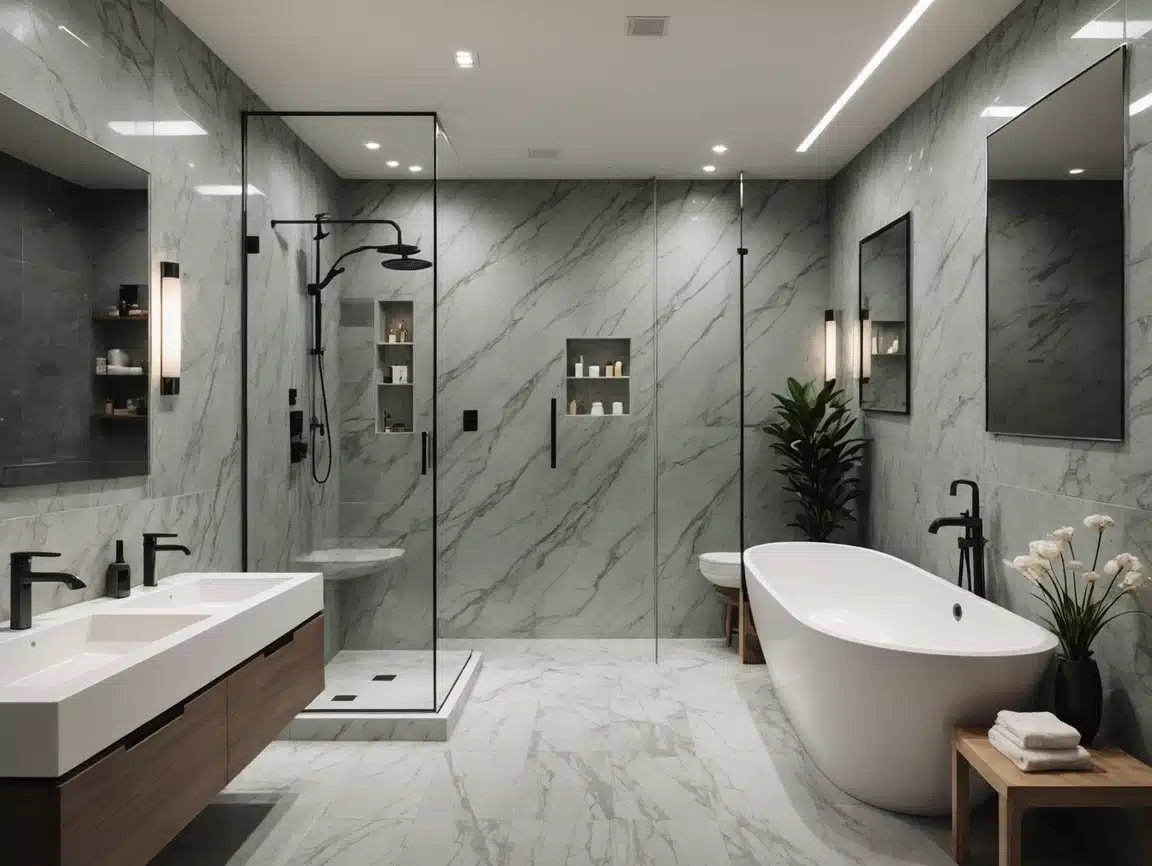 Marble Shower Artificial Marble Marine PVC Wall Panels