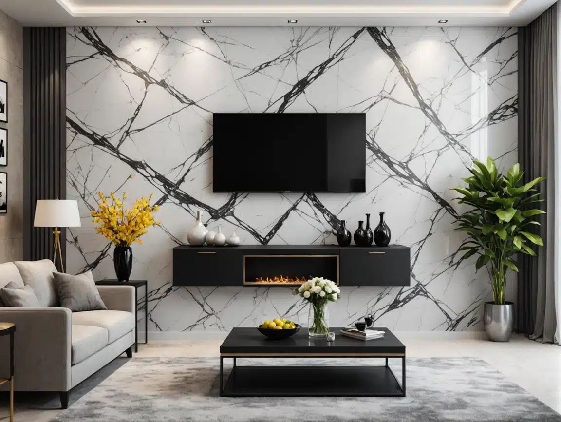 Marble Stone Design PVC Wall 3D Wall Stickers Wall Panel