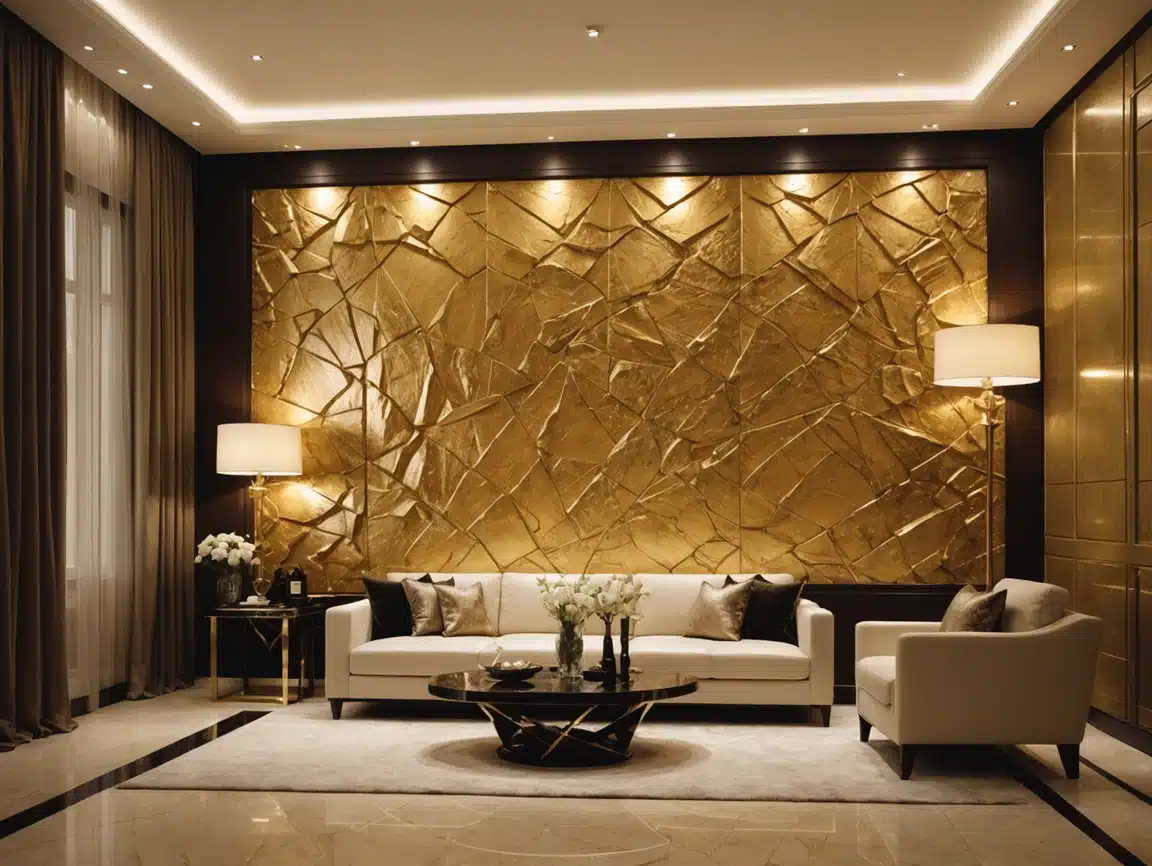 UV Sheet 3D PVC Panel UV for Wall Golden Artificial Stone