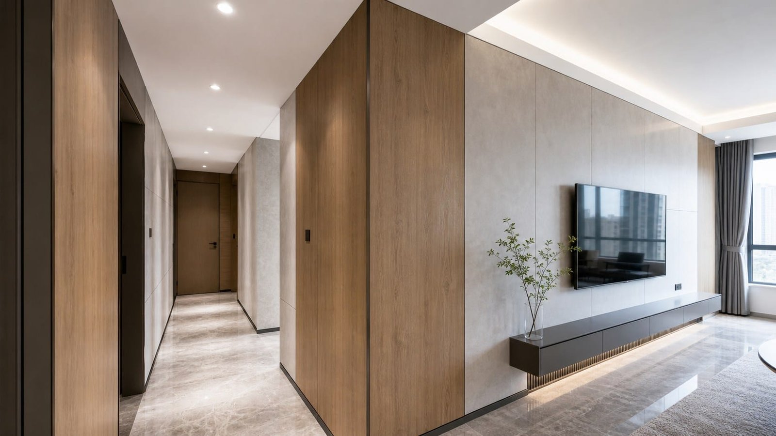 Bamboo charcoal panels installed in an apartment renovation wall project