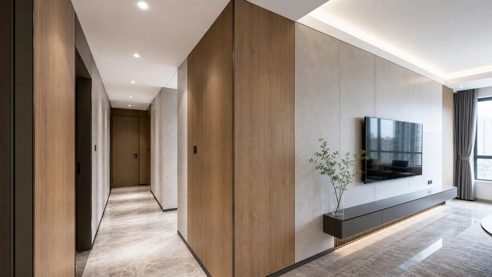 Bamboo charcoal panels installed in an apartment renovation wall project