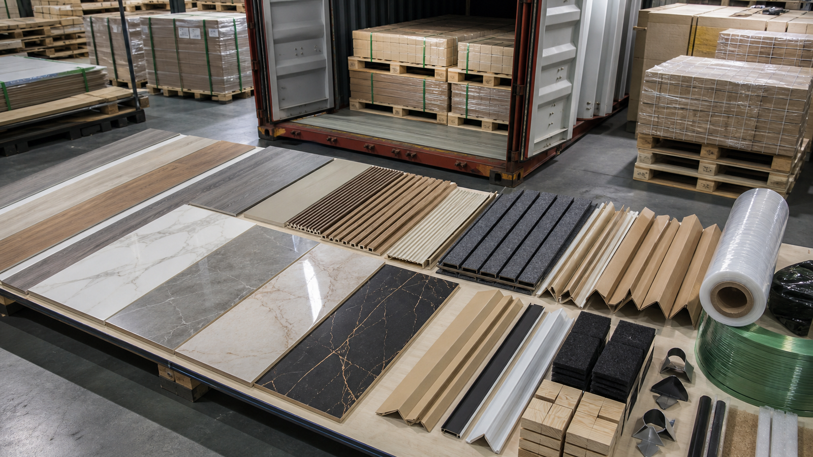 Mixed-container procurement samples for decorative building materials