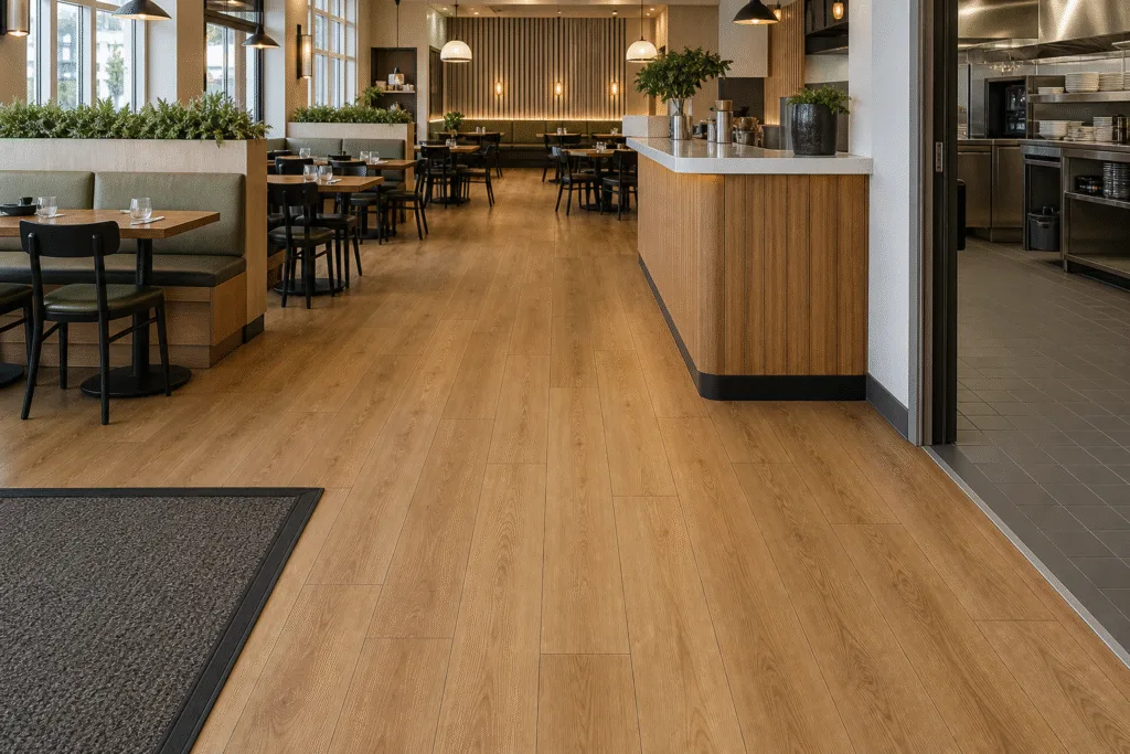 SPC Flooring for Restaurant and Cafe Chains: Chair Loads, Spill Control, Kitchen Boundaries, and Night Installation