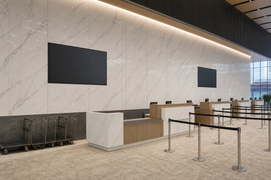 UV Marble Sheets for Convention Centers: Pattern Zoning, Temporary Branding, and Event Turnover