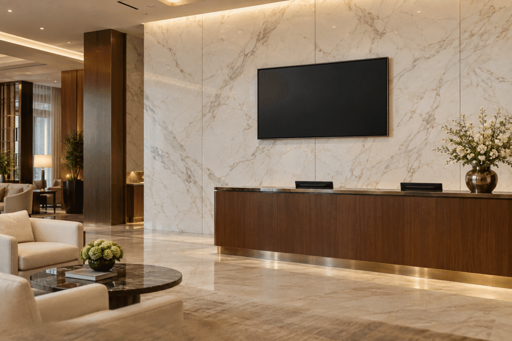 UV Marble Sheets Behind Commercial Displays: Coordinate Fixings and Access